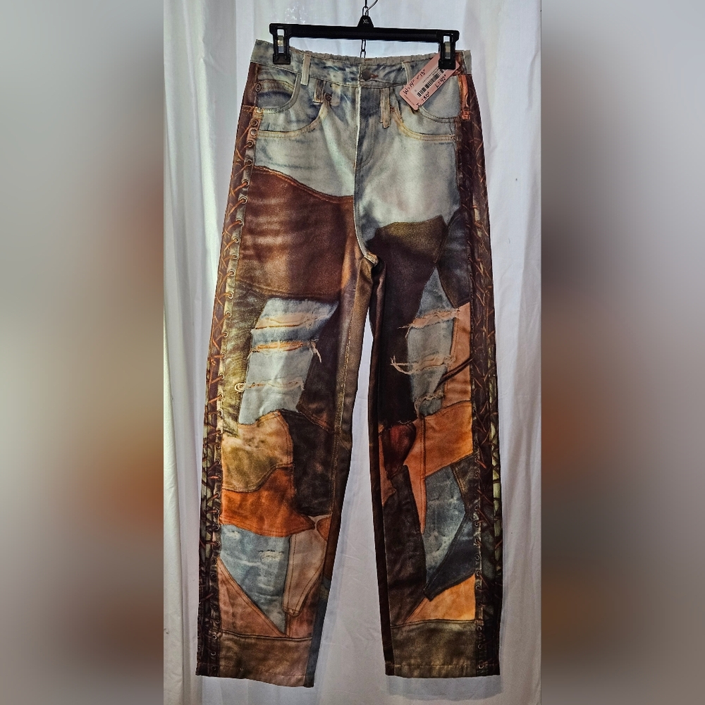 Micas Patchwork Distressed Women Jeans NWTs - Picture 4 of 7